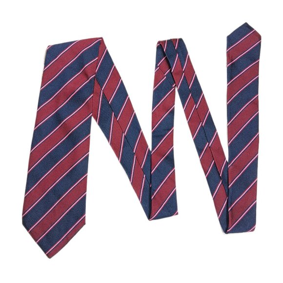 Paul Stuart Silk Repp Tie Men’s Long 62” Burgundy Navy Designer Classic New - Picture 2 of 4